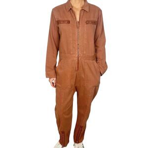 Free People x Sandrine Rose Denim Jumpsuit "Weird is Rad" Sz L